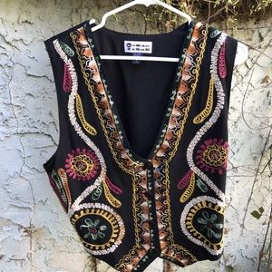 Urban issue multi-colored embroidery vest.